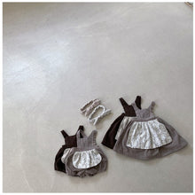 Load image into Gallery viewer, Y5306LS-Autumn Retro Lace Apron Corduroy Bib Bloomers