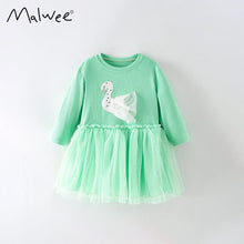 Load image into Gallery viewer, 8920DS-malwee women's autumn wear European and American small and medium-sized children's swan casual long-sleeved dress