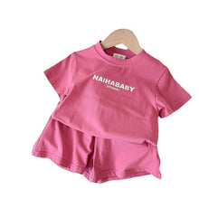 將圖片載入圖庫檢視器 6139TG-夏款男女童印花寬鬆休閒套裝【許願款】