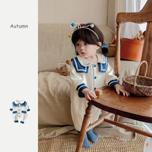 Load image into Gallery viewer, 2303113LS-Fresh cotton lined navy collar romper