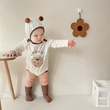 Load image into Gallery viewer, 71721LS-Autumn Korean version of the fun biscuit print bodysuit + hat