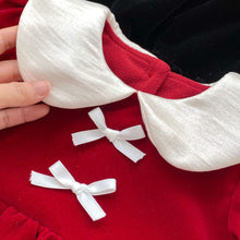 Load image into Gallery viewer, H10351DS- Winter Plus Velvet Girls Solid Color New Year Bowknot Dress