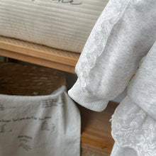 Load image into Gallery viewer, 2534007TG-秋季韓版嬰幼兒小花蕾絲長袖花邊棉質上衣長褲兩件套