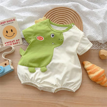 Load image into Gallery viewer, 2402267LS-Summer version short-sleeved cute cartoon dinosaur thin crawling suit