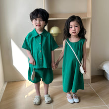 Load image into Gallery viewer, X85611TG-Summer short-sleeved green casual suit & dress