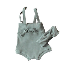 Load image into Gallery viewer, Y5407LS Spring and Summer Cotton Stripe Adjustable Waist Bib Jumpsuit + Hairband