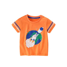 Load image into Gallery viewer, 9263SE-Summer European and American children's casual round neck rocket short-sleeved top