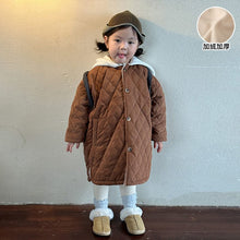 Load image into Gallery viewer, D83390SE-Winter plus velvet thickened medium-length diamond pattern hooded coat