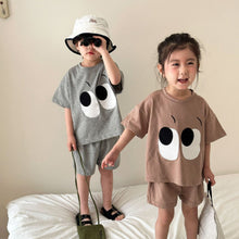 Load image into Gallery viewer, X83630TG-Summer loose cotton big eyes short-sleeved top + shorts two-piece set