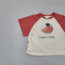 將圖片載入圖庫檢視器 24083SE-夏日韓版寬鬆短袖純棉插肩袖水果印花上衣【許願款】