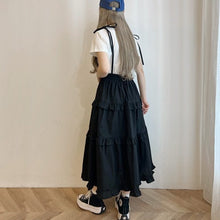 Load image into Gallery viewer, 23028PCW-Japanese style black and white high waist ruffle skirt parent-child outfit