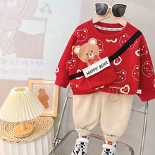 Load image into Gallery viewer, AC24CTG- Spring New Year Greetings Bear Long Sleeve Top + Pants Set