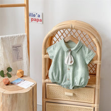 Load image into Gallery viewer, 2402670LS-Summer short-sleeved plaid button-down sweater