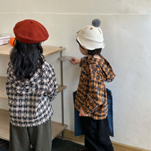 Load image into Gallery viewer, Q83025SE-Spring and Autumn Plaid Hooded Pullover Bunny Long Sleeve Top