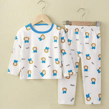將圖片載入圖庫檢視器 AN01JG-春秋坑條純棉兒童長袖家居套裝