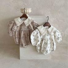 Load image into Gallery viewer, Y6309DS-Autumn style corduroy floral three-dimensional flower collar dress