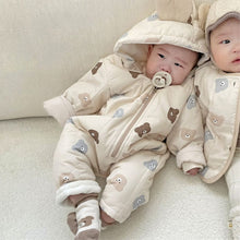 Load image into Gallery viewer, Y7237LS-Mini bear quilted cardigan jumpsuit