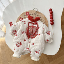 Load image into Gallery viewer, AL744LS-Winter baby padded thickened embroidered jumpsuit for New Year's greetings