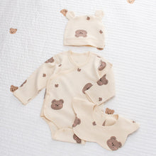 Load image into Gallery viewer, BP002LS-Spring and Autumn Cotton Boneless Bodysuit + Hat + Bib Three-piece Set