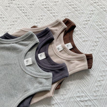 Load image into Gallery viewer, BB2108PCW-Spring and summer high elastic ribbed Morandi color vest parent-child outfit
