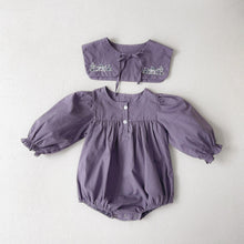 Load image into Gallery viewer, Y8369LS-Autumn Embroidered Shawl + Lantern Long Sleeve Bodysuit Two-piece Set