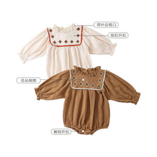 Load image into Gallery viewer, D23115LS-Autumn Nordic embroidered small flower long-sleeved bodysuit