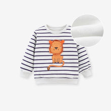 Load image into Gallery viewer, HC1108SE-Little maven children's long-sleeved striped round neck plus velvet sweatshirt