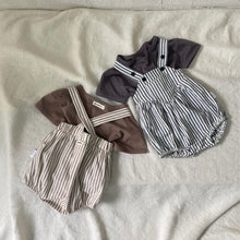 Load image into Gallery viewer, Y9245LS-Summer thick striped suspenders style bodysuit