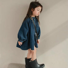Load image into Gallery viewer, <Taiwan Pavilion> SK23152DS- Spring and Autumn Stand-up Collar Single-breasted Washed Denim Dress