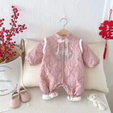 Load image into Gallery viewer, AL736LS-Winter baby retro quilted embroidery thickened New Year's greetings crawling clothes