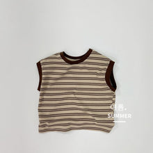 Load image into Gallery viewer, 1210SE-Forest style summer Korean style round neck children's striped vest