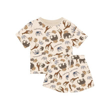 Load image into Gallery viewer, D24340TG-Summer cotton dinosaur animal short-sleeved top + shorts two-piece set