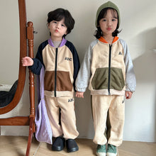 Load image into Gallery viewer, C85070TG-Baby sports color matching casual sweatshirt jacket and pants two-piece set