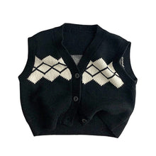 Load image into Gallery viewer, 23TZ37TG-Spring and Autumn Korean Simple Jacquard Vest Cardigan + Knitted Shorts Set
