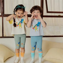 將圖片載入圖庫檢視器 24115SE-夏季韓版寬鬆恐龍短袖純棉拼色上衣【許願款】