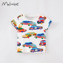 Load image into Gallery viewer, 8150SE-malwee summer children's European and American car print handsome round neck short-sleeved top