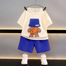 Load image into Gallery viewer, PM001TG-Summer casual suit loose backpack printed short-sleeved top + waffle shorts
