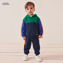 Load image into Gallery viewer, HC1101TG-Autumn and winter color matching long-sleeved plus velvet hooded top + trousers two-piece set