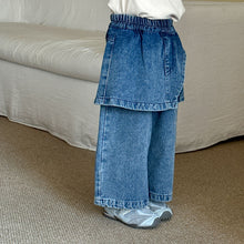 Load image into Gallery viewer, DK250688PA-秋冬季抓絨假兩件牛仔款褲