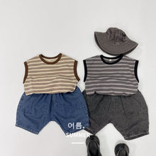 Load image into Gallery viewer, 1210SE-Forest style summer Korean style round neck children's striped vest