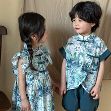 Load image into Gallery viewer, X86015TG-Summer Chinese landscape print suit & dress