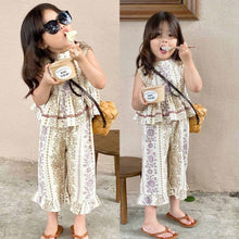 將圖片載入圖庫檢視器 1011TG-夏季海邊度假風背心+清涼九分褲2件套