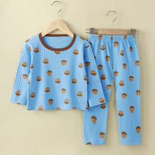 將圖片載入圖庫檢視器 AN01JG-春秋坑條純棉兒童長袖家居套裝