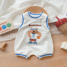 Load image into Gallery viewer, 2402218LS-Summer sleeveless basketball bear short romper