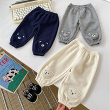 Load image into Gallery viewer, H10071PA-Spring cute bear waffle thin casual cuffed trousers