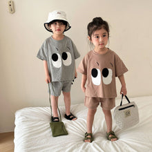 Load image into Gallery viewer, X83630TG-Summer loose cotton big eyes short-sleeved top + shorts two-piece set