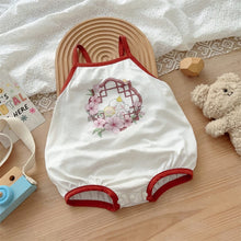 Load image into Gallery viewer, 23022171LS-Summer suspenders Chinese style printed bodysuit