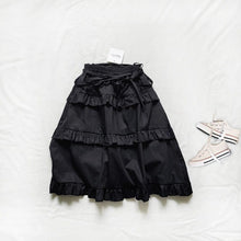 Load image into Gallery viewer, 23028PCW-Japanese style black and white high waist ruffle skirt parent-child outfit