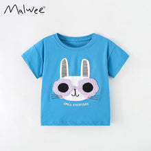 Load image into Gallery viewer, 92103SE-Summer European and American small and medium-sized children's bunny round neck short-sleeved casual tops