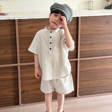 Load image into Gallery viewer, X86022TG-Summer short-sleeved cotton striped suit & dress